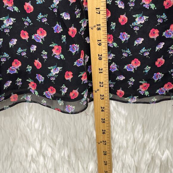 Nanette Lepore Silk Blouse Top Shirt Flutter Sleeve with Lace Floral M - Picture 6 of 9